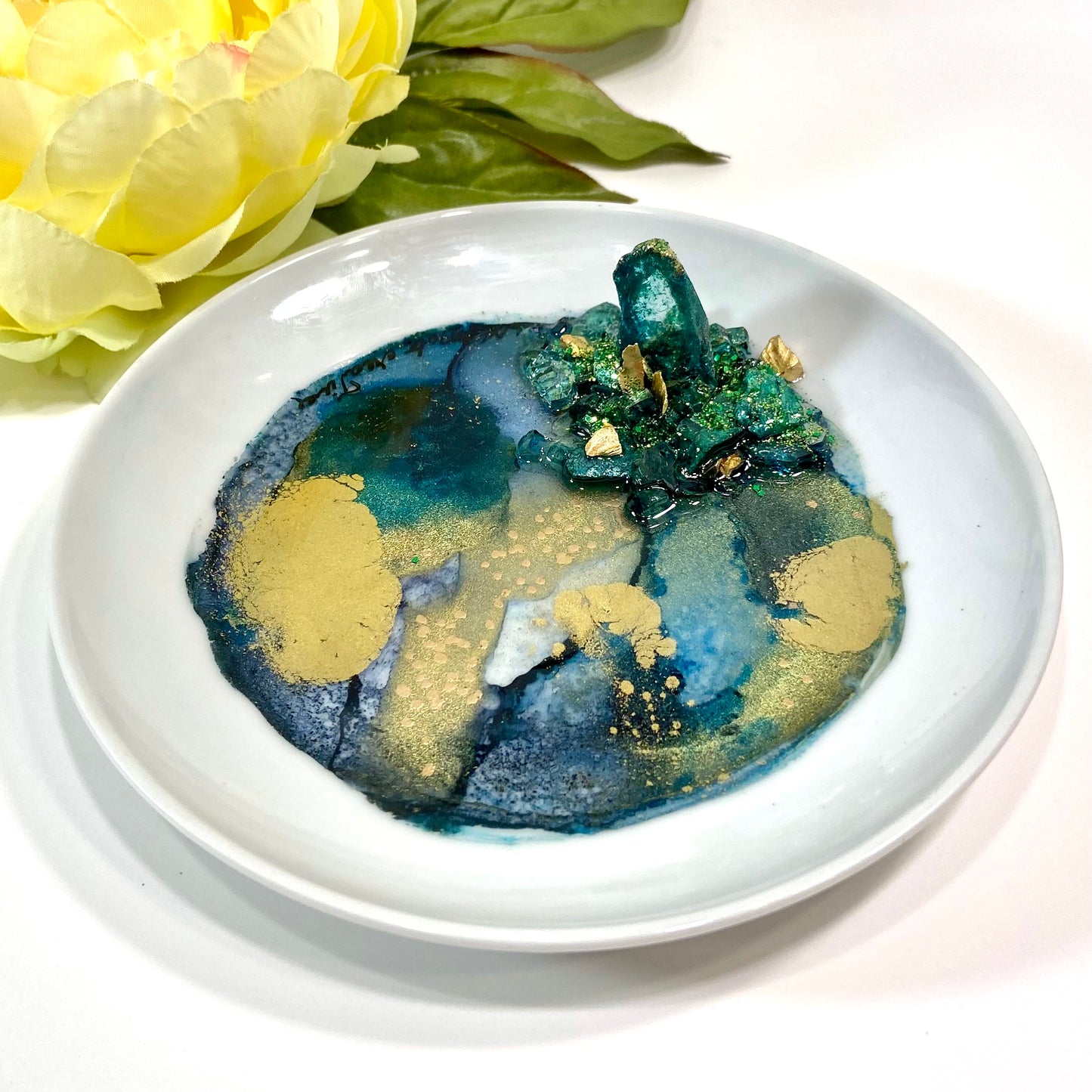 Moss Agate Green Ring Dish