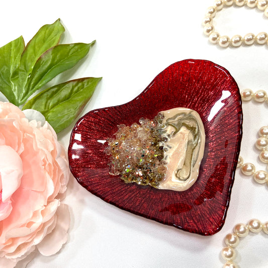 Pink & Red Geode Heart Dish