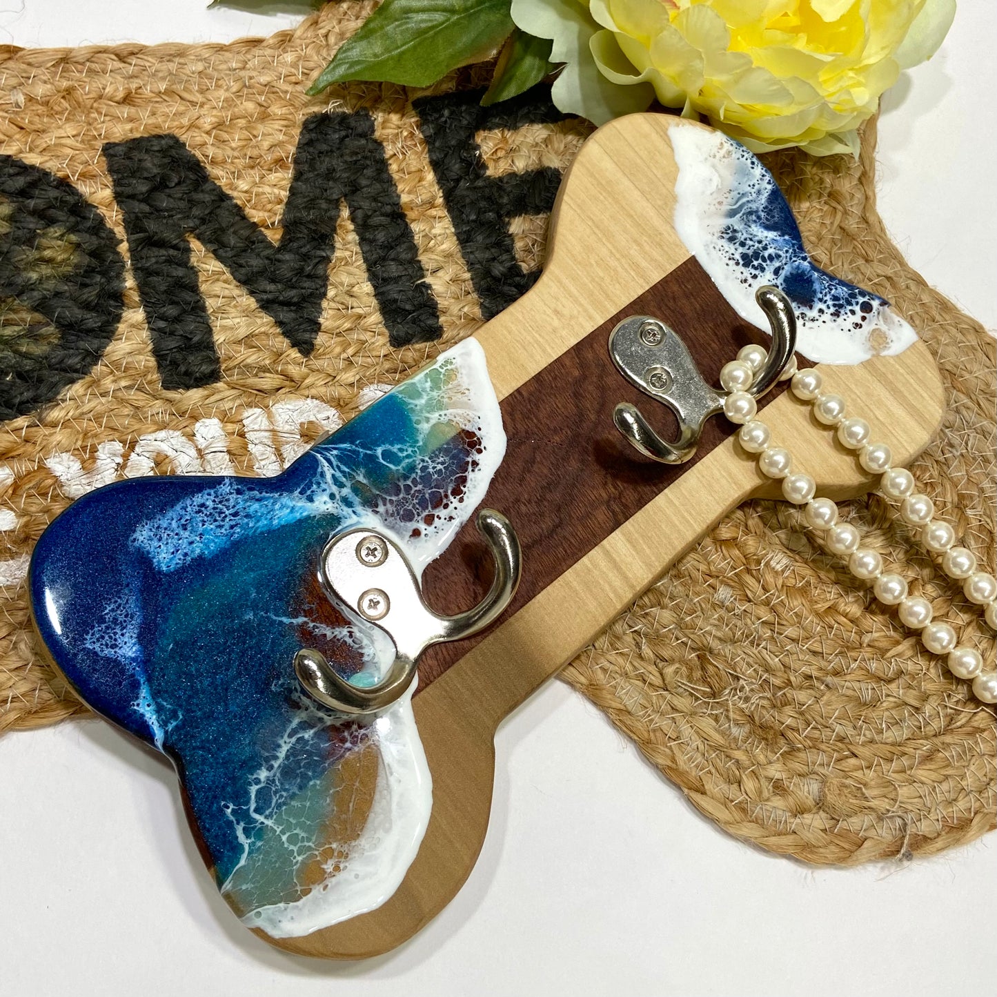 Pet Leash and Coat Hanger with Resin Waves