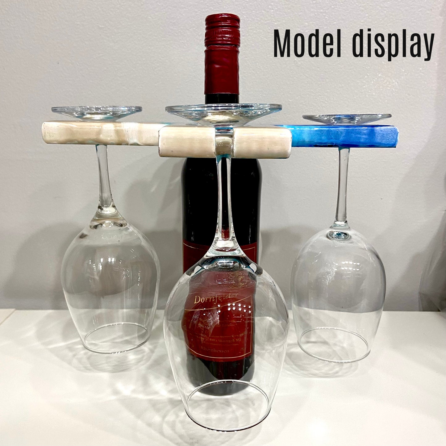 Ocean Theme Four Wine Glass Bottle Butler