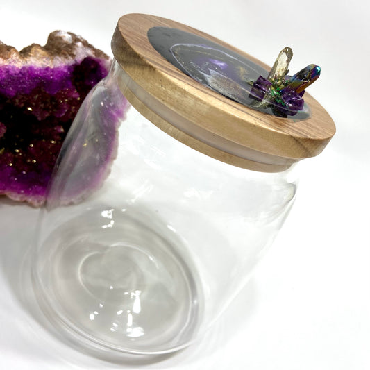 Glass Canister with Crystal Quartz