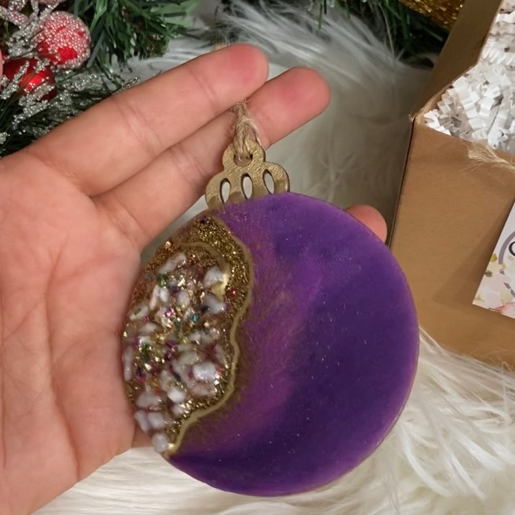 Purple and White Geode Inspired Christmas Tree Ornament