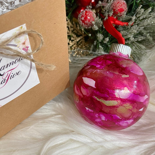 Magenta and Gold Christmas Tree Ornament