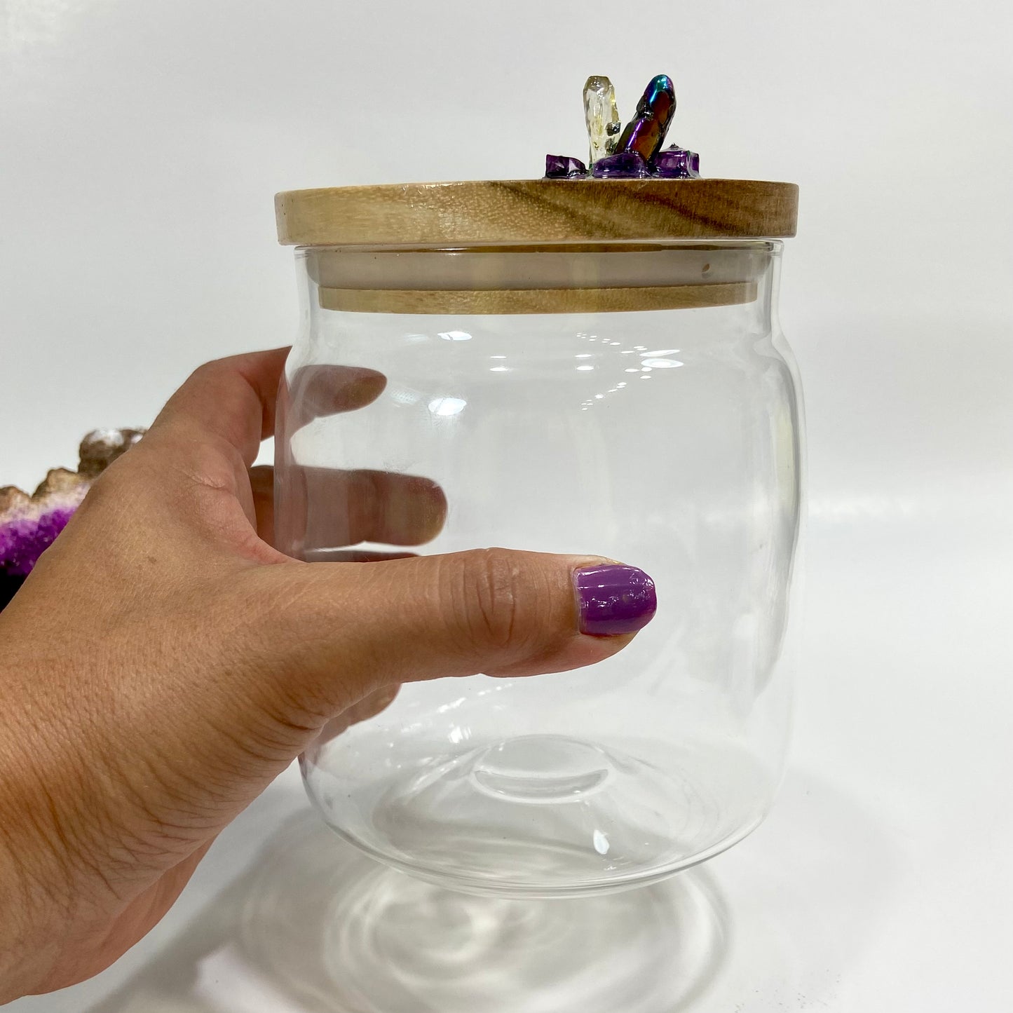 Glass Canister with Crystal Quartz