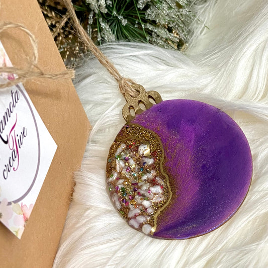 Purple and White Geode Inspired Christmas Tree Ornament