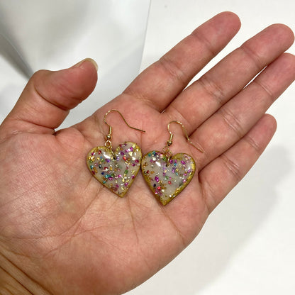 Sprinkle Taupe Heart Earrings