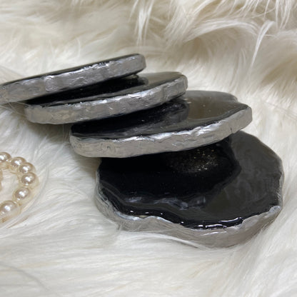 Black Resin Coasters with Glitter