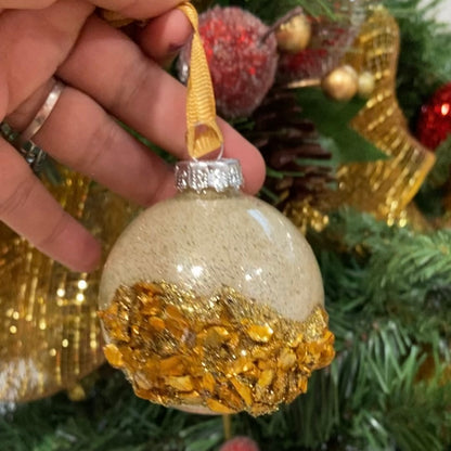 Gold Druzy and Sand Tree Ornament