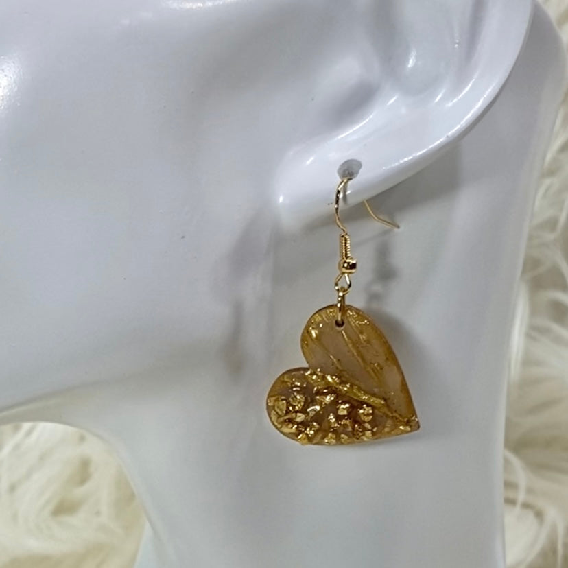 Half Hearted Gold Drop Earrings