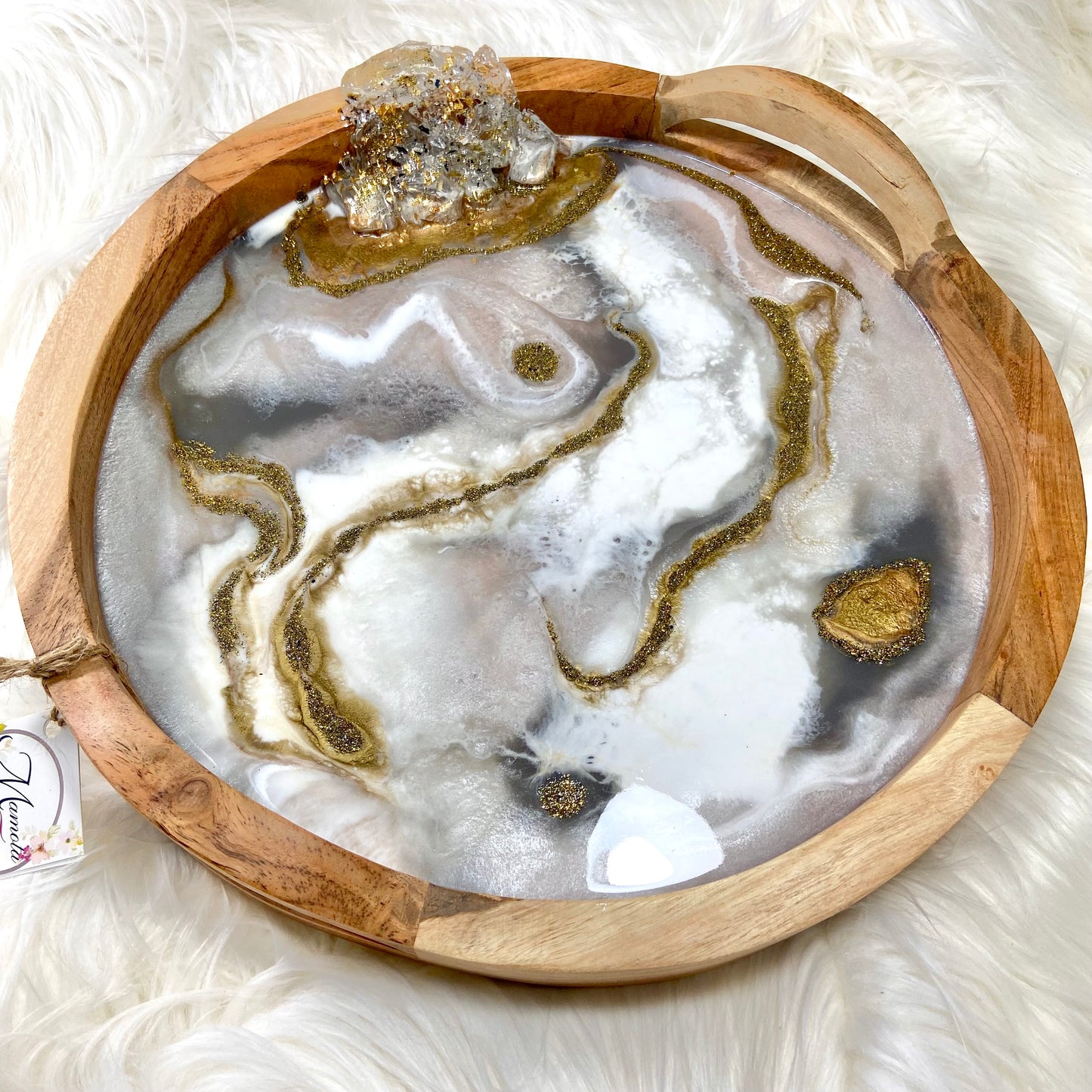Inspired Marble Resin Round Tray