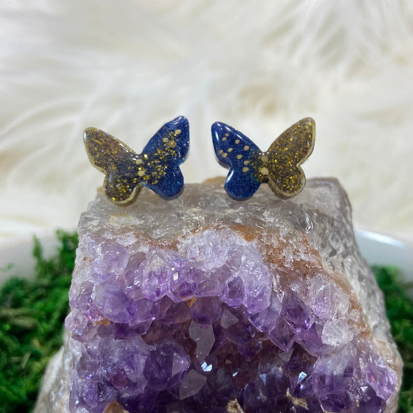 Two Tone Butterfly Stud Earrings