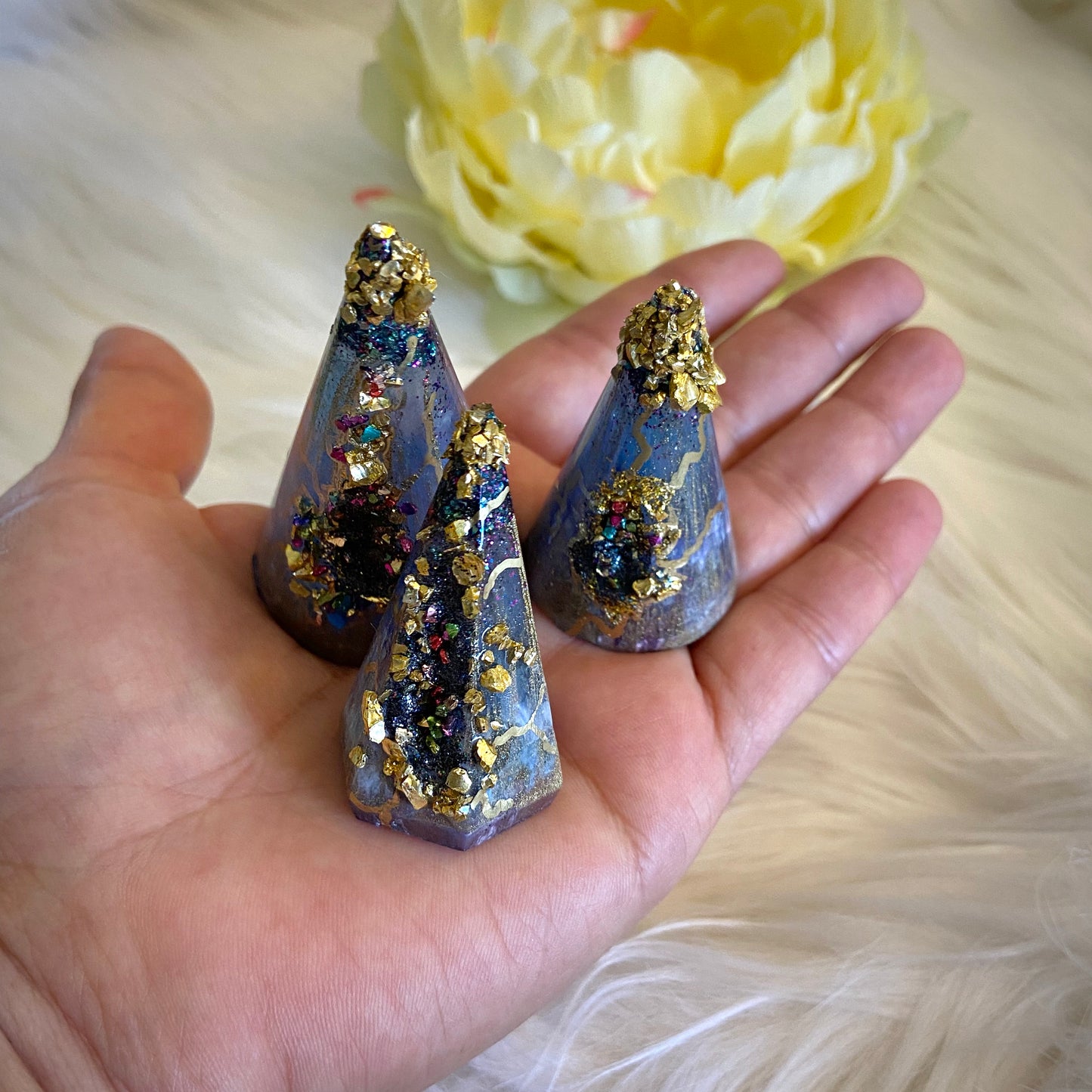 set of 3 ring holders in geode style - Mamota Creative