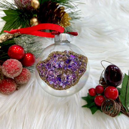 Amethyst Druzy Glass Ball Tree Ornament