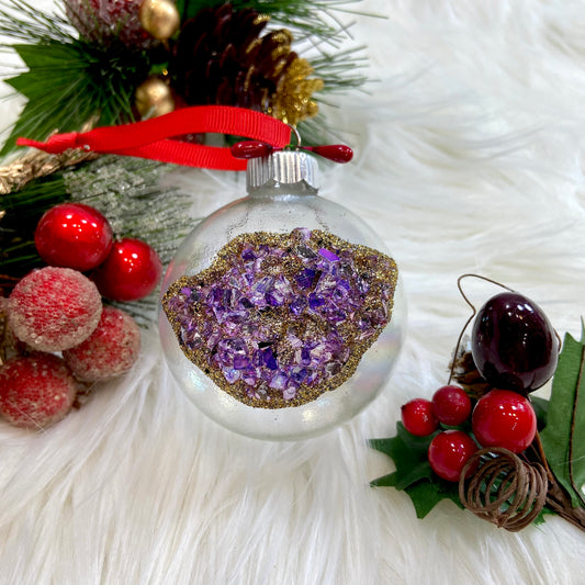 Amethyst Druzy Glass Ball Tree Ornament