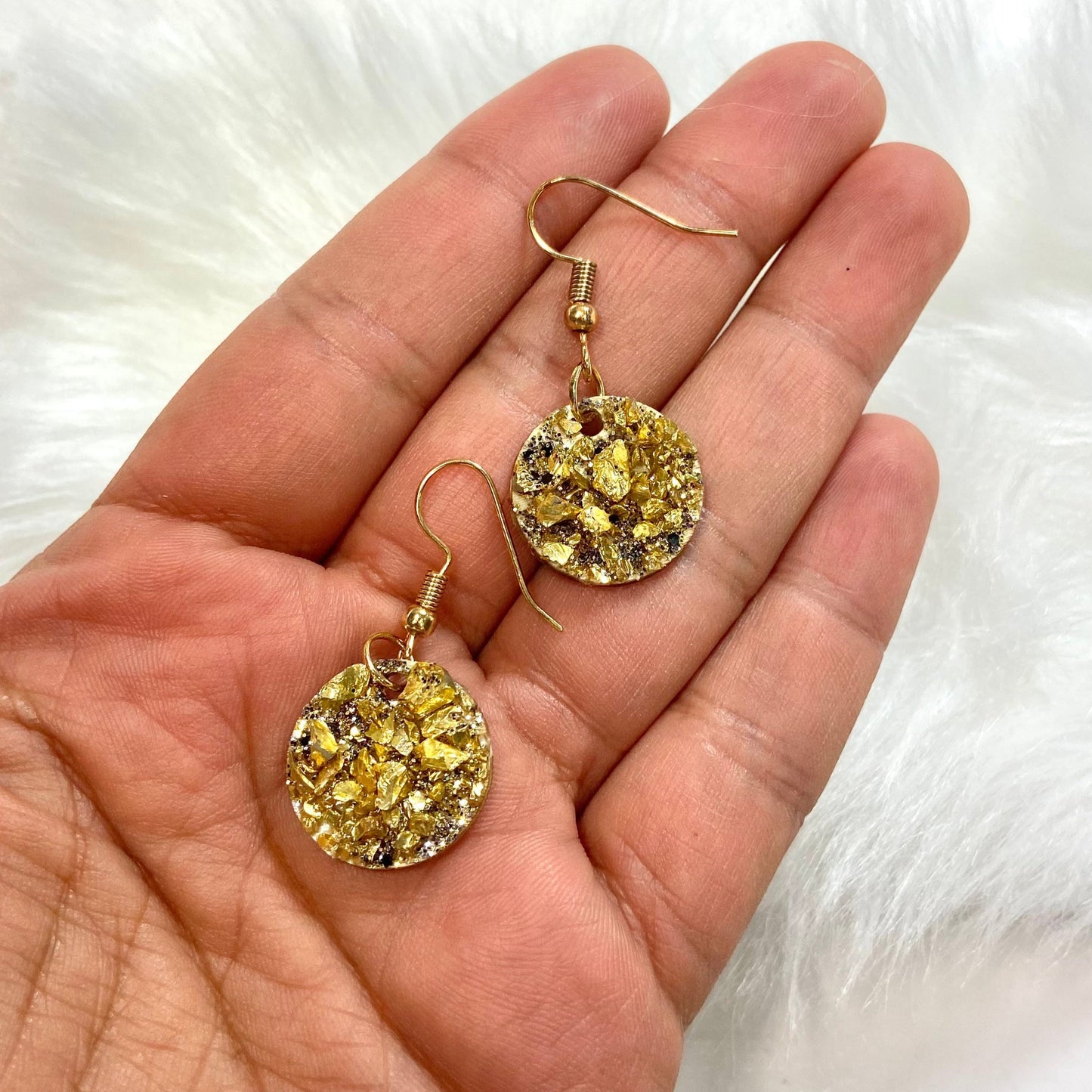 Small Druz Drop Earrings - Gold - Mamota Creative