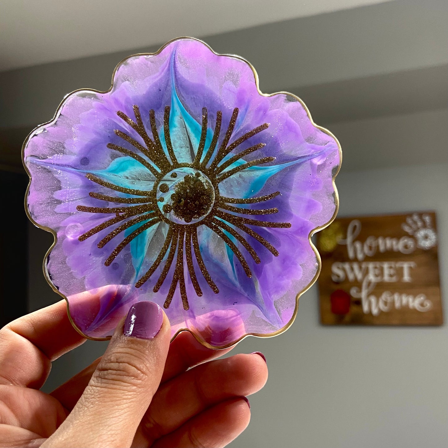 Purple Resin Flower Coasters
