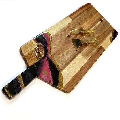 Hot Pink and Black Geode Serving Board - Large