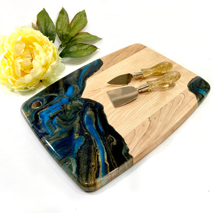 Electric Blue and Black Maple Serving Board
