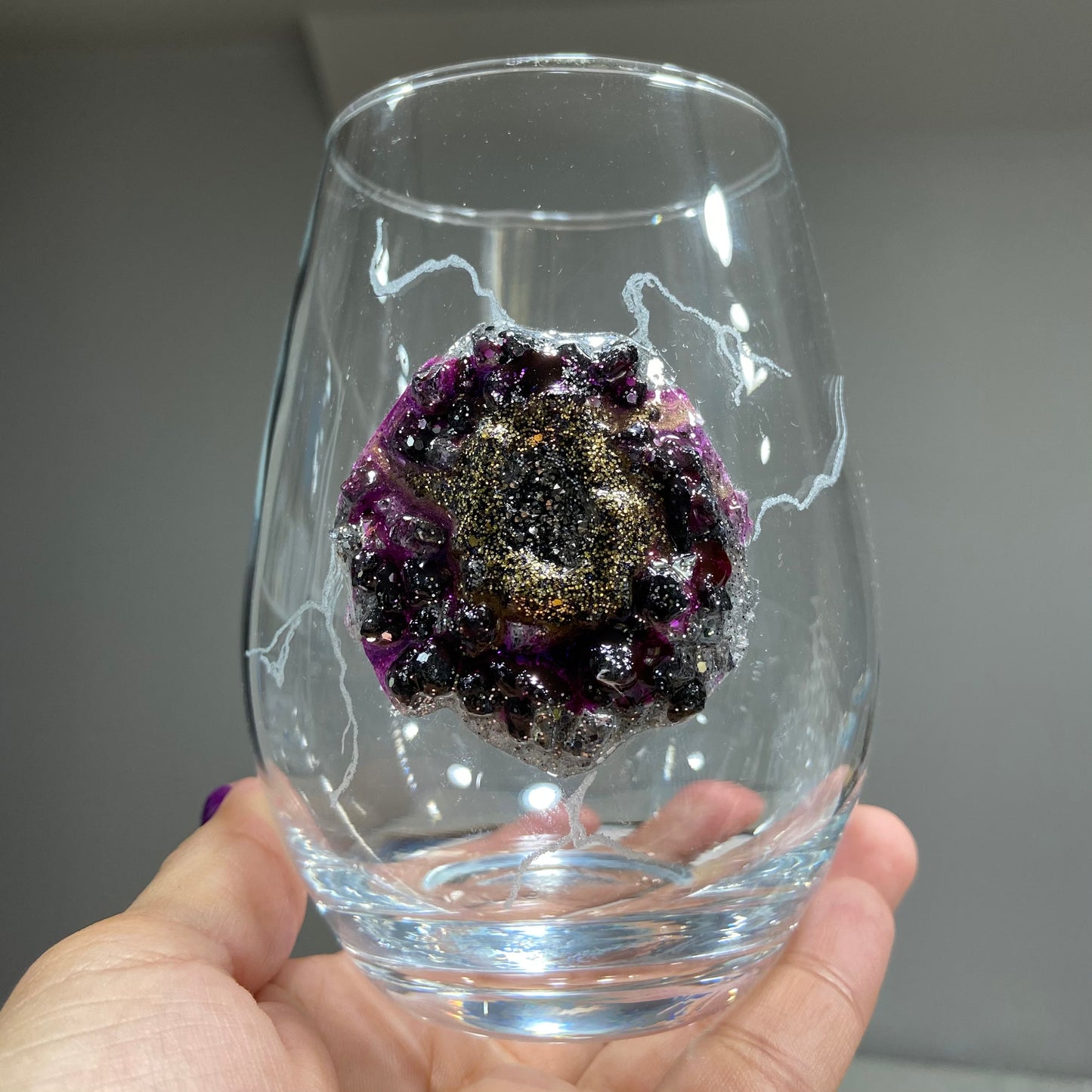 Purple Druzy Set of Glasses