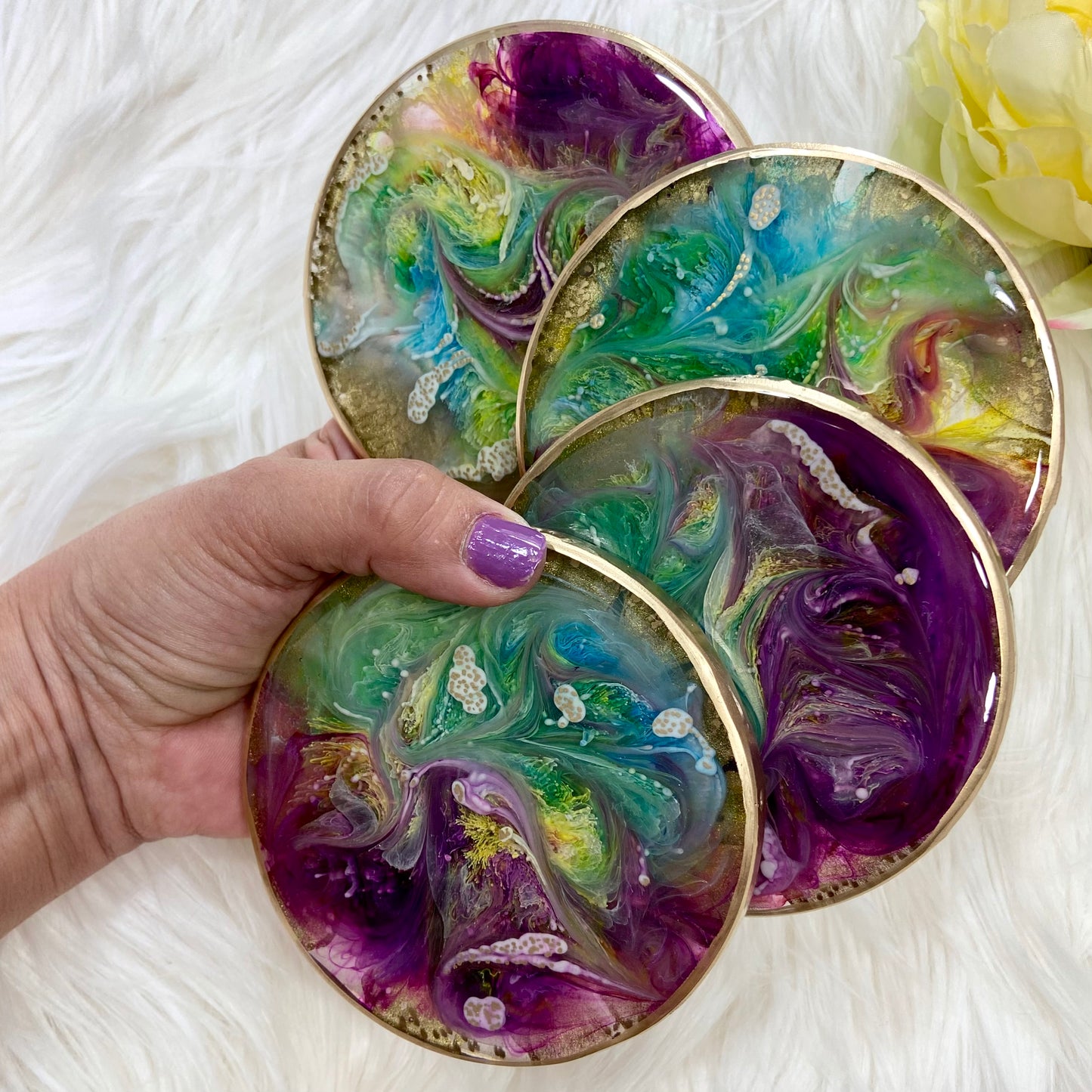 Round Coasters- Multi Alcohol Ink