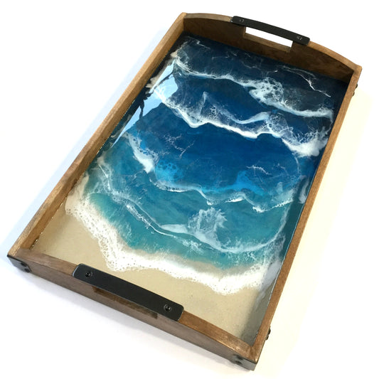 Deep Blue Oean Theme Resin Art Tray with Coordinating Accessories