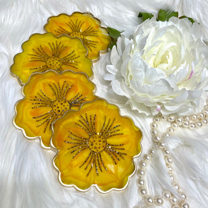 Yellow Flower Resin Coaster