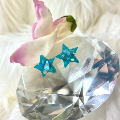 Stud Earrings- Aqua Star