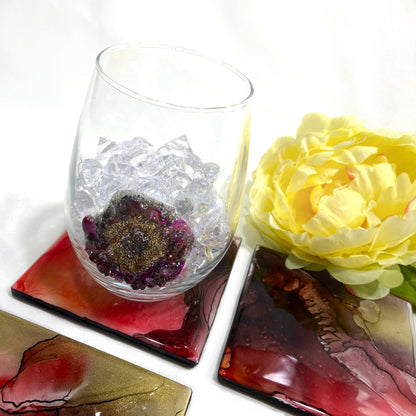 Alcohol Ink Coasters - Red