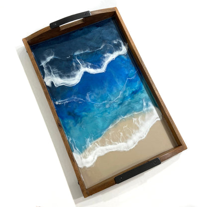 Deep Blue Oean Theme Resin Art Tray with Coordinating Accessories