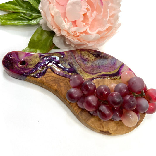 Small Olive Wood Paddle Serving Board - Purple