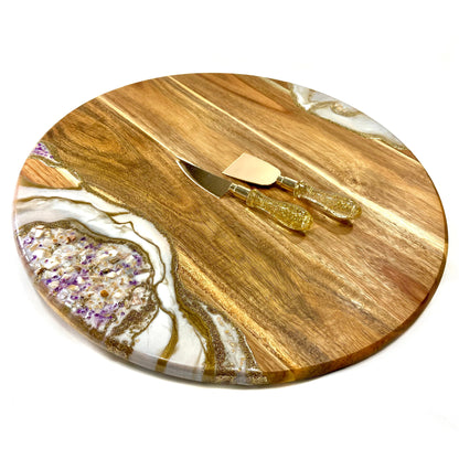 Geode Lazy Susan - White and Purple