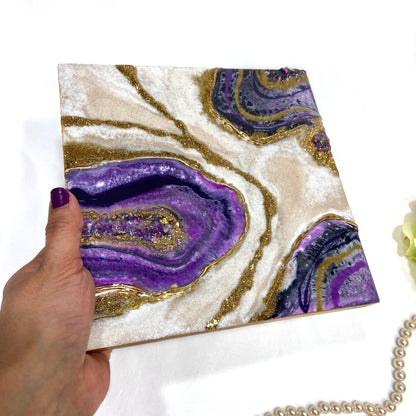 Inspired Purple Agates Wall Art 8” x 8”