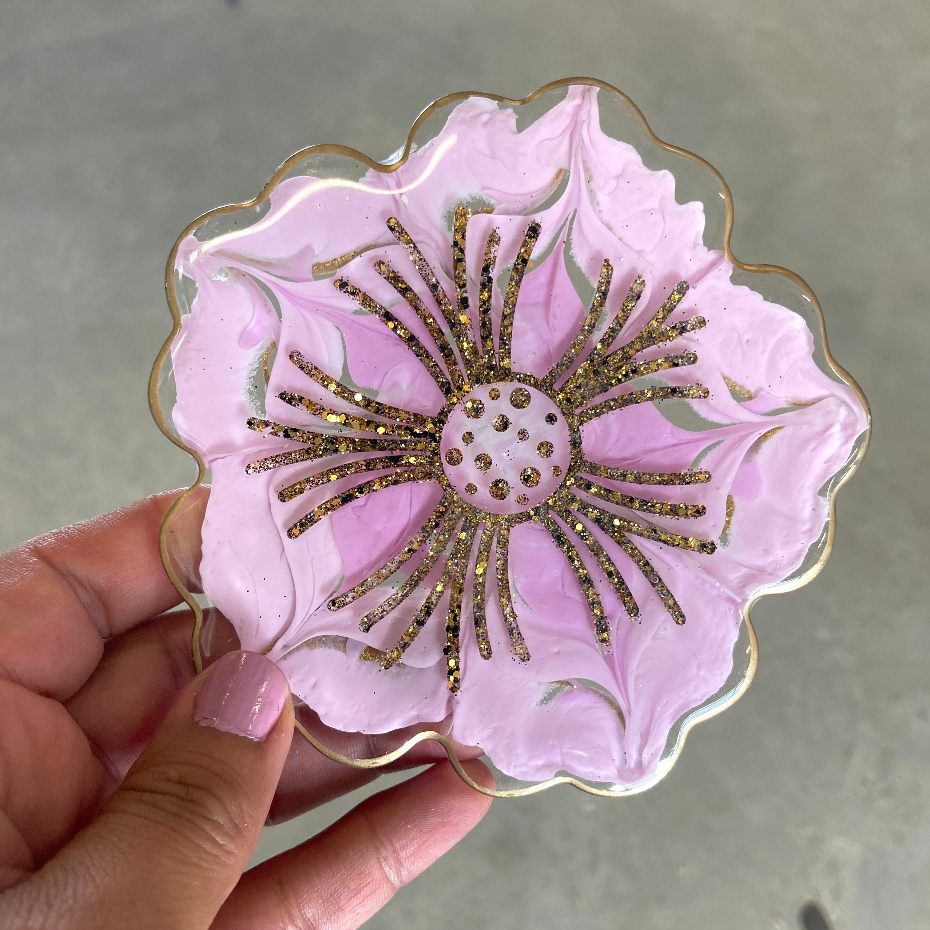 Pink glass deals coasters