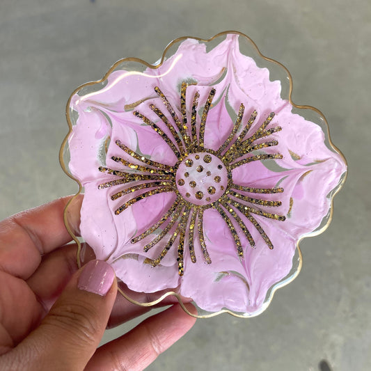 Pink Resin Flower Coasters