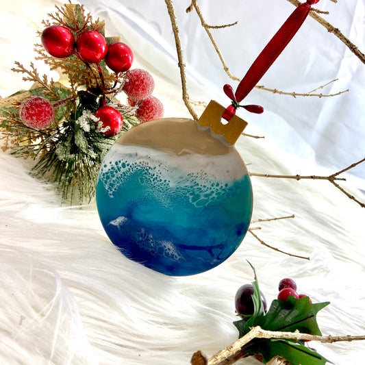 Round Flat Tree Ornament - Beach