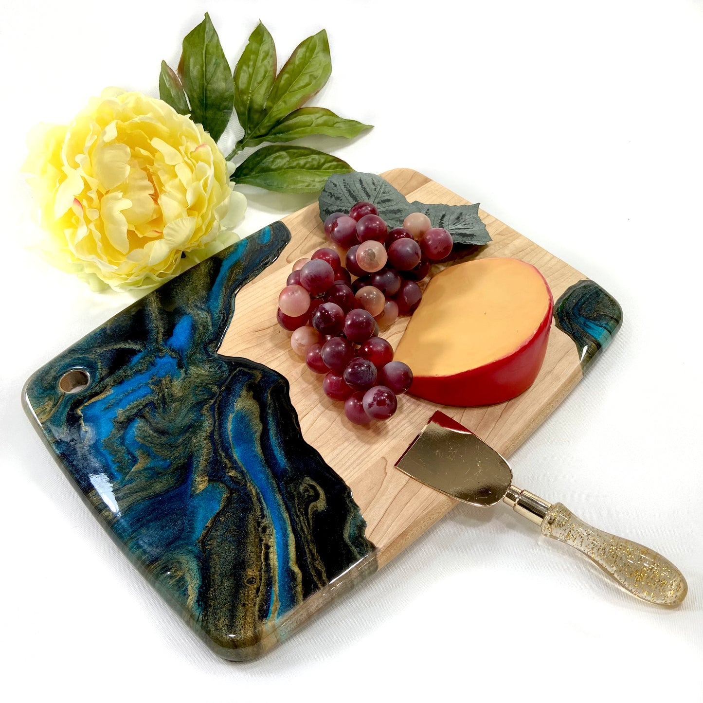 Electric Blue and Black Maple Serving Board